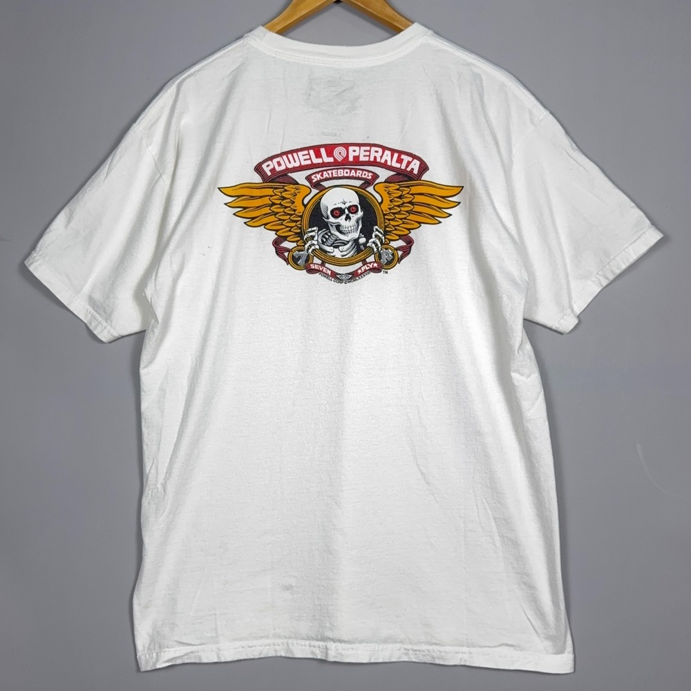 Powell Peralta Winged Ripper T-Shirt Mens Size Large Cotton White Skater